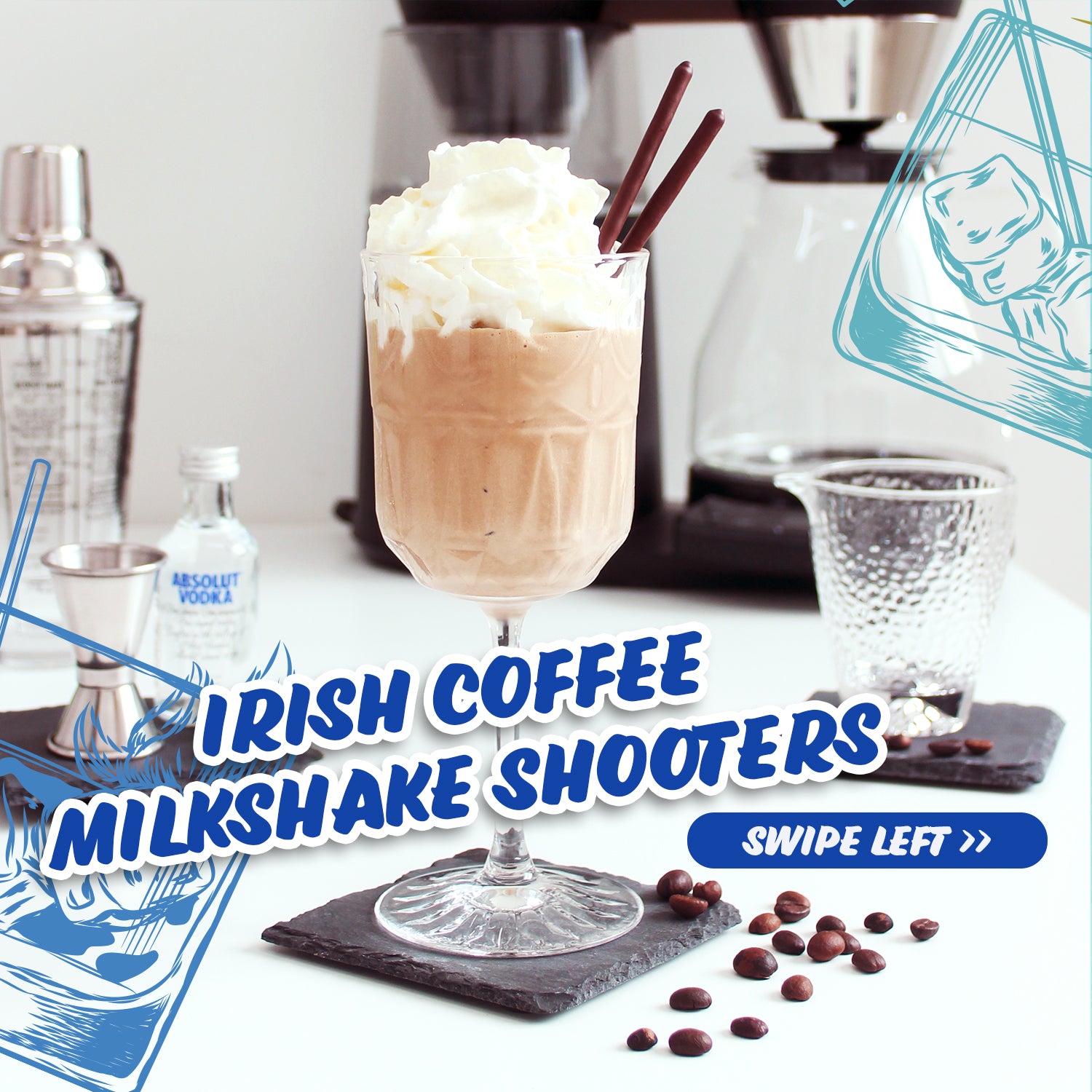 Wabi Coffee Recipes: Irish Coffee Milkshake Shooter