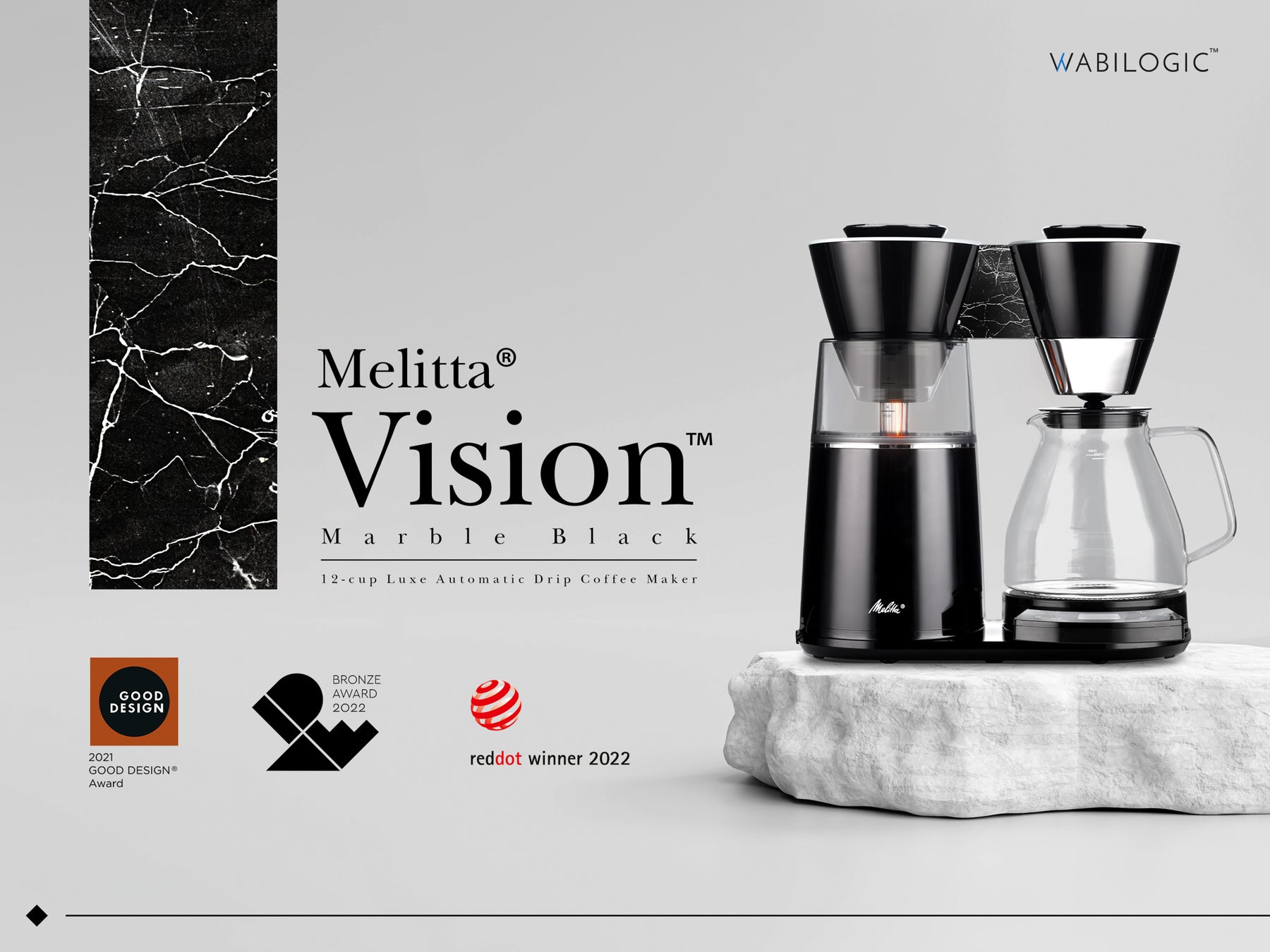 Melitta Vision Marble Black 12Cup Auto Drip Coffee Maker