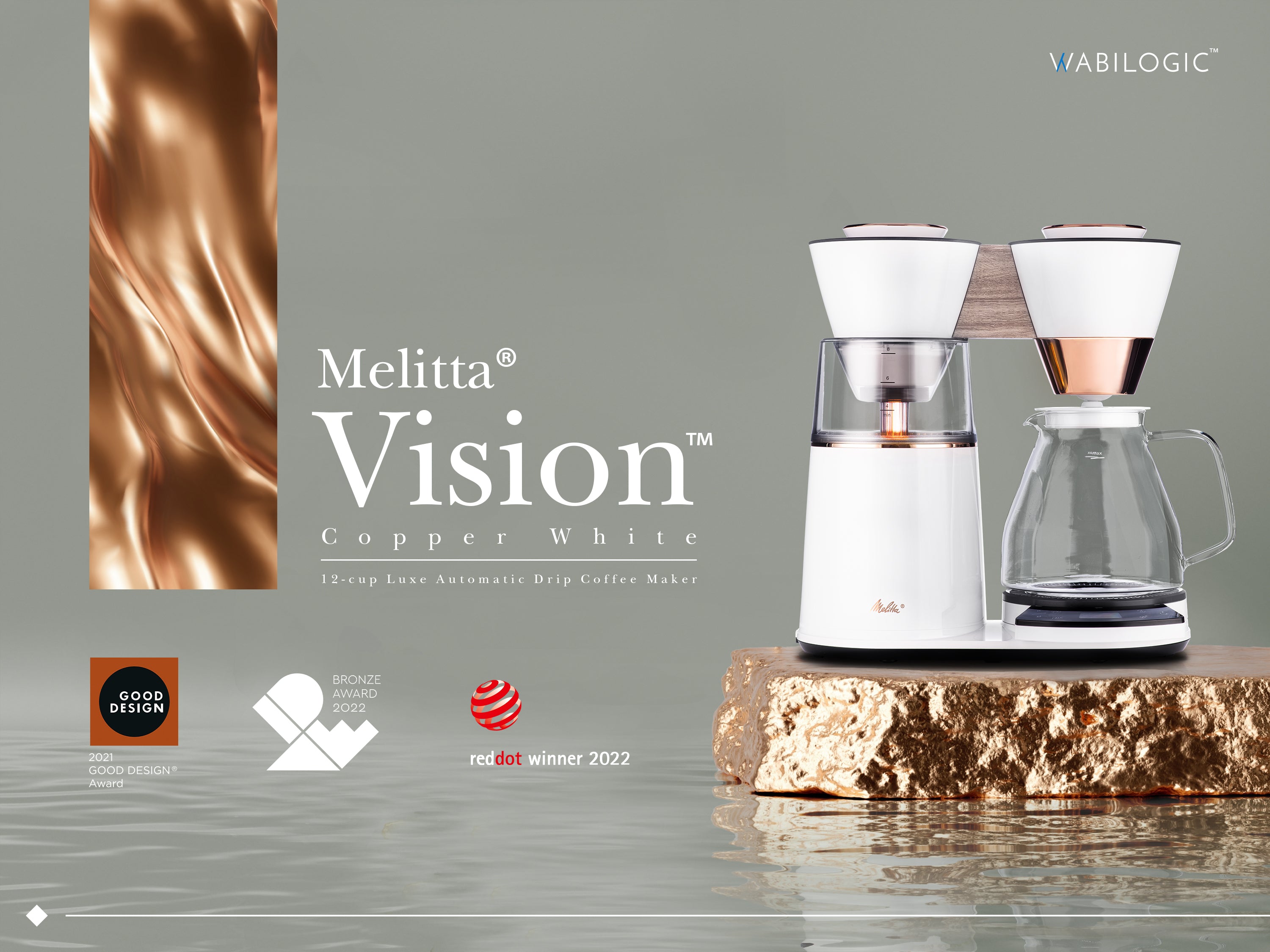 Melitta Vision Copper White 12 Cup Luxe Automatic Drip Coffee Maker