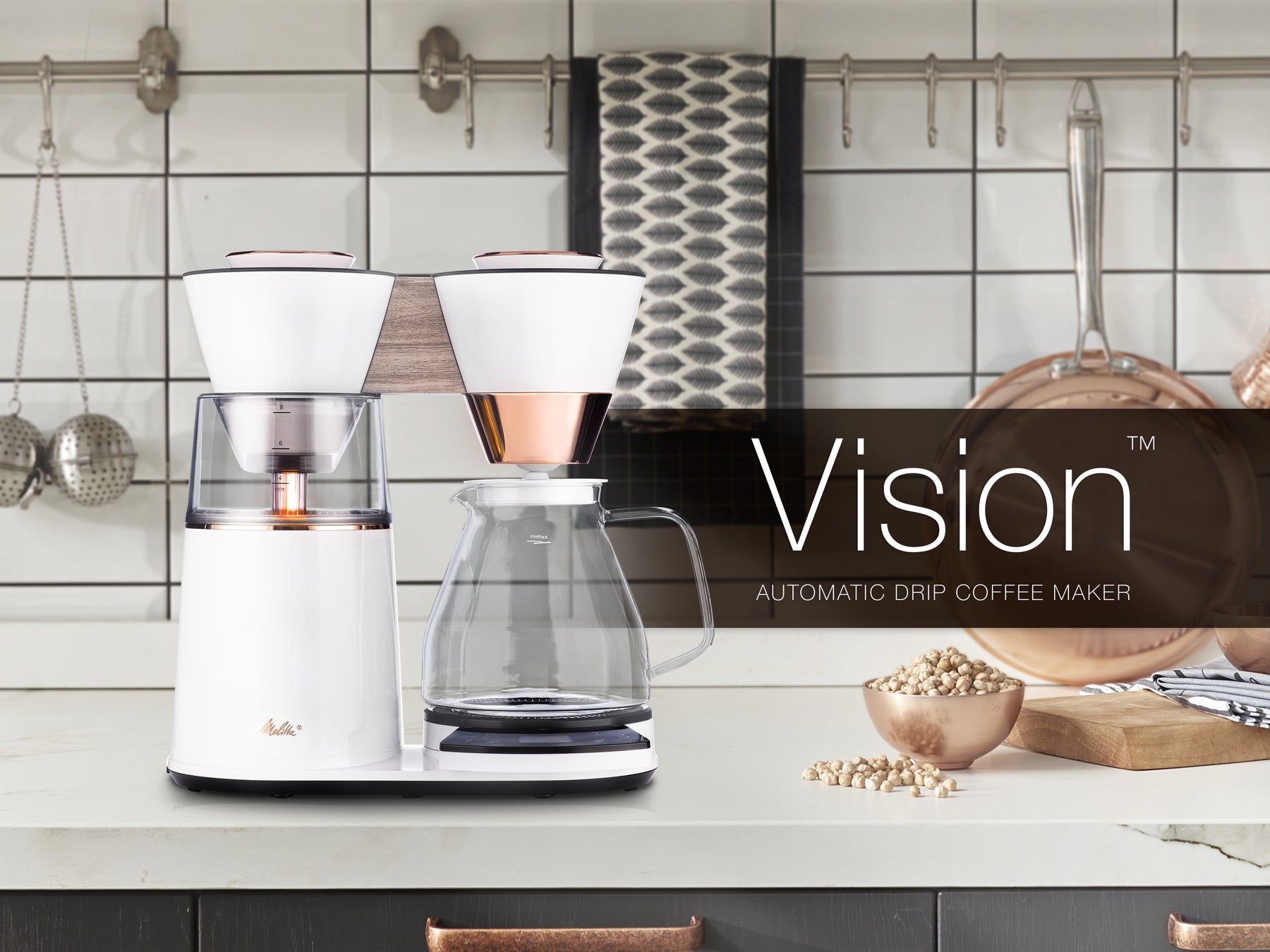 Melitta Vision Copper White 12 Cup Luxe Automatic Drip Coffee Maker