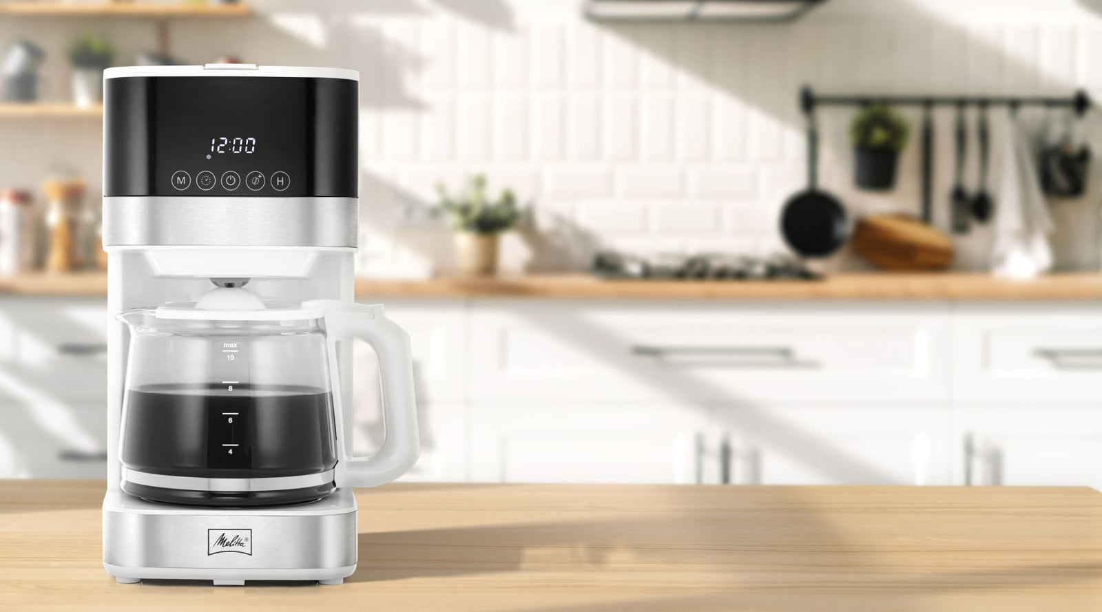 Melitta® Aroma Tocco™ 10-Cup Compact White Coffee Maker w/ Glass Carafe | Touch Control | White