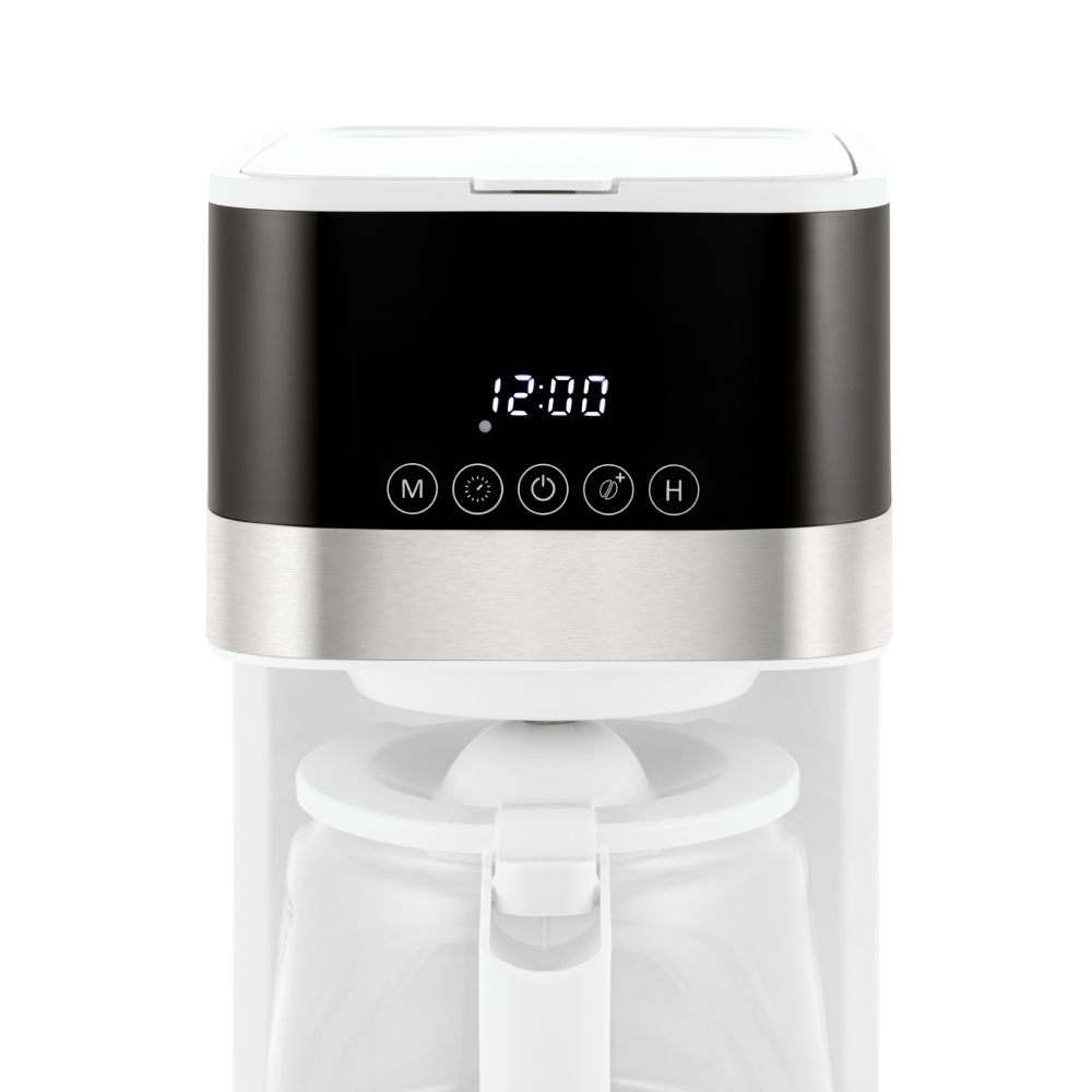 Melitta Aroma Tocco Glass 10 Cup Compact White Coffee Maker | Programmable, Touch Control