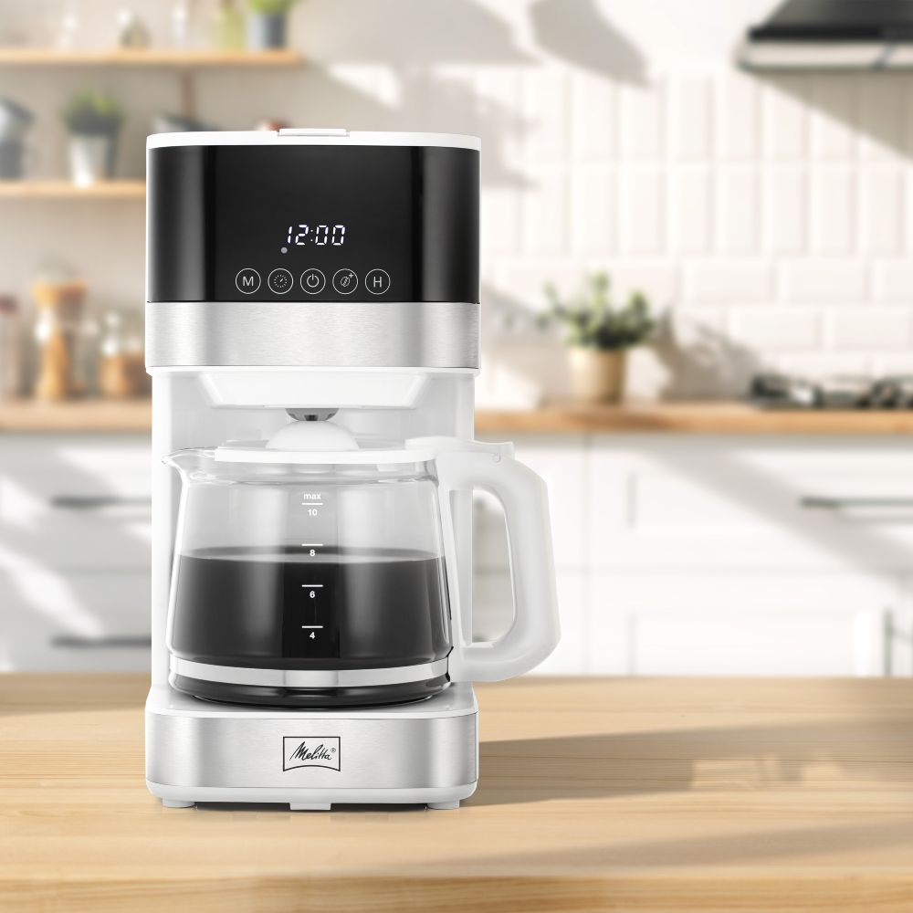 Melitta® Aroma Tocco™ 10-Cup Compact White Coffee Maker w/ Glass Carafe | Touch Control | White