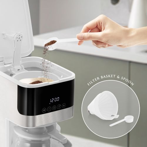 Tocco™ 10-Cup Compact White Coffee Maker w/ Glass Carafe | Touch Control | White