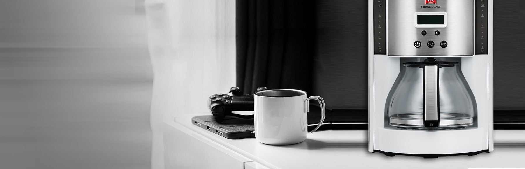 Melitta Aroma Enhance 10 Cup While Coffee Maker with Glass Carafe