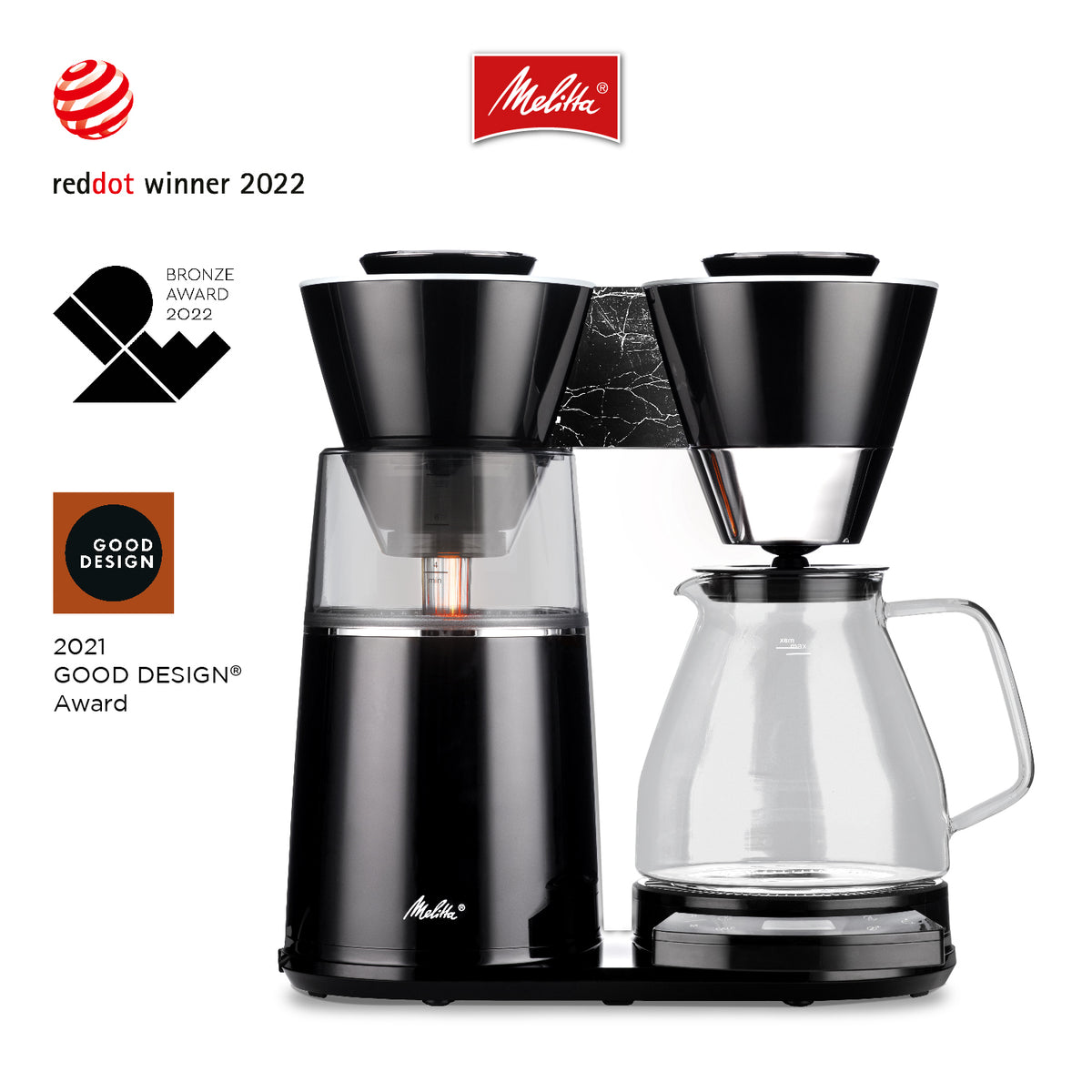 Melitta Vision Marble Black 12 Cup Luxe Automatic Drip Coffee Maker