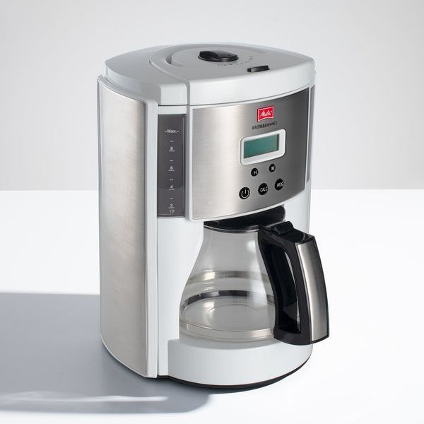 Melitta Cafetera de goteo Aroma Enhance con jarra de vidrio | Capacidad: 10  tazas | Incluye 5 filtros de café # 4 | Blanco